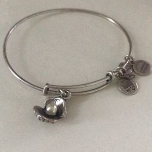 Alex and Ani silver pearl in oyster charm bracelet